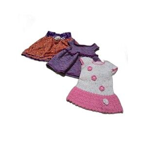 Vintage Handmade 3-12 Months 3 Baby Dress Lot Knitted Vintage Crochet Lace